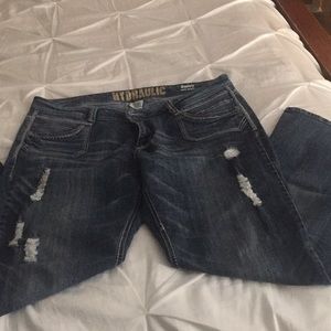 Faded torn jeans